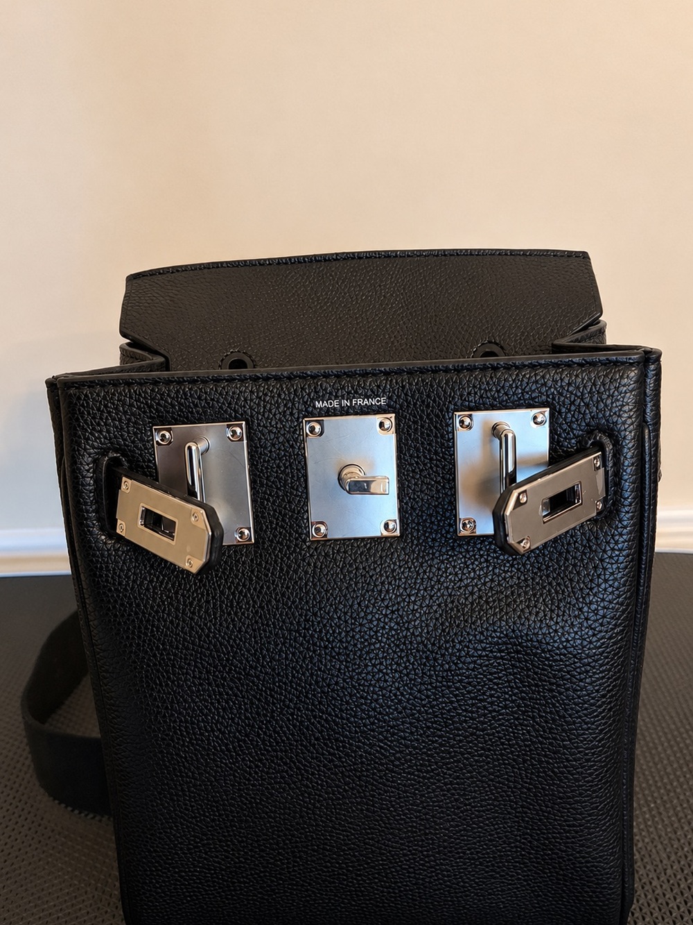 Black Leather Men's HAC Crossbody Bag with Silver Hardware - Picture 16 of 16